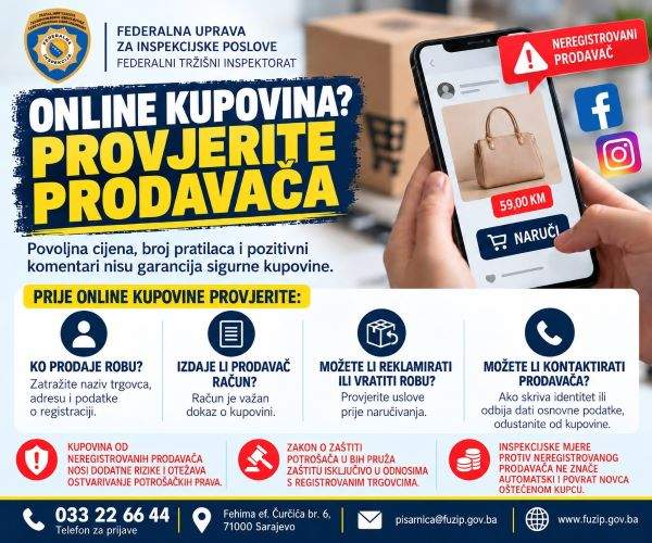 Federalni tržišni inspektorat upozorava: Online kupovina od neregistrovanih prodavača otežava zaštitu prava potrošača